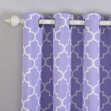 2 Pack | White/Lavender Lilac Lattice Print Thermal Blackout Curtains