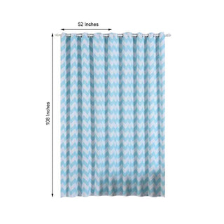 Create a Tranquil Environment with White/Light Blue Chevron Print Velvet Blackout Window Curtain Grommet Panels Create a Tranquil Environment with White/Light Blue Chevron Print Velvet Blackout Window Curtain Grommet Panels
