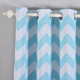 Revamp Your Space with White/Light Blue Chevron Print Velvet Blackout Window Curtain Grommet Panels Revamp Your Space with White/Light Blue Chevron Print Velvet Blackout Window Curtain Grommet Panels