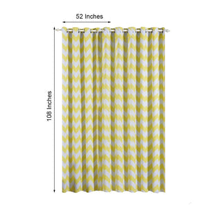 Versatile and Stylish White/Yellow Chevron Design Thermal Blackout Curtains