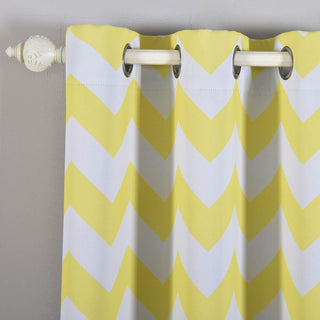 Enhance Your Décor with White/Yellow Chevron Design Thermal Blackout Curtains