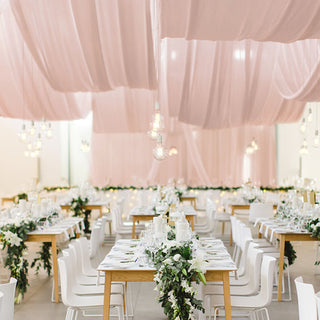 Dusty Rose Sheer Ceiling Drape Curtain Panels: The Perfect Event Decor Accent