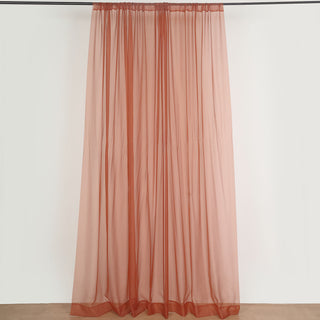 Terracotta (Rust) Sheer Curtain Panel for Elegant Event Decor