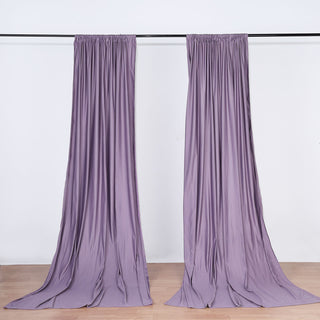 2 Pack Violet Amethyst Scuba Polyester Curtain Panel - Add Elegance and Charm to Your Event Decor