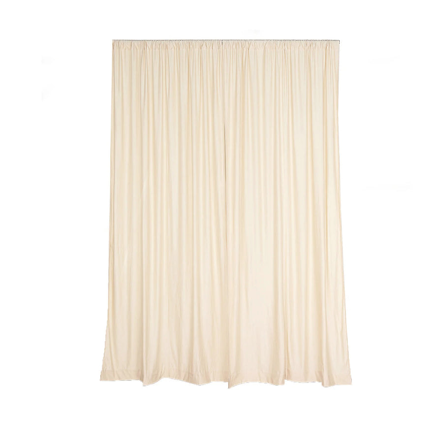 Beige Fire Retardant Polyester Curtain Panel Backdrops With Rod Pockets - 10ftx10ft