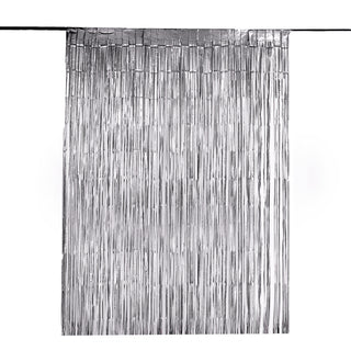 Create Unforgettable Memories with the 8ft Matte Charcoal Gray Metallic Tinsel Foil Fringe Doorway Curtain