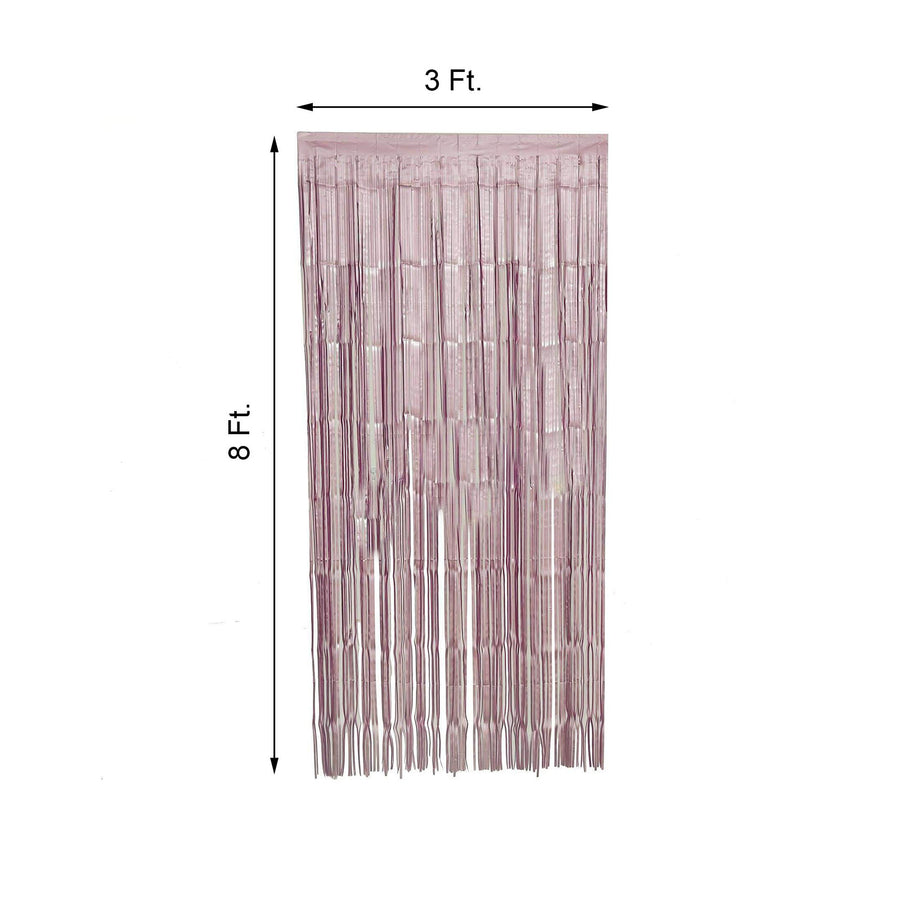 8ft Dusty Rose Metallic Tinsel Foil Fringe Doorway Curtain Party Backdrop