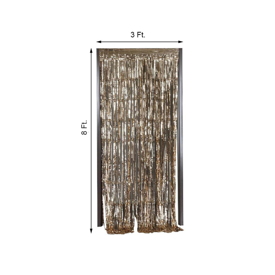 8ft Champagne Metallic Tinsel Foil Fringe Doorway Curtain Party Backdrop