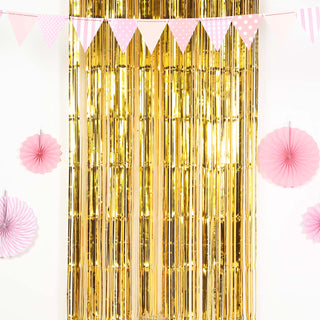 Add a Touch of Glamour with the 8ft Gold Metallic Tinsel Foil Fringe Doorway Curtain