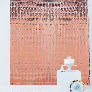 Add Glamour to Your Event with the Shiny Rose Gold Metallic Foil Rectangle Curtain