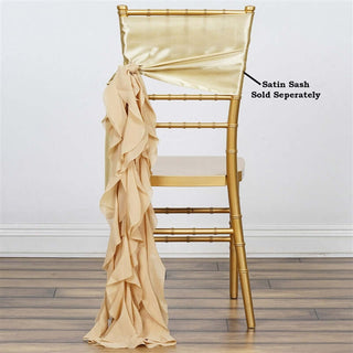 Elevate Your Event Decor with Champagne Chiffon Curly Chair Sash Elevate Your Event Decor with Champagne Chiffon Curly Chair Sash