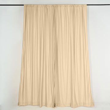 2 Pack Champagne Scuba Polyester Event Curtain Drapes, Inherently Flame Resistant Backdrop Event Panels Wrinkle Free with Rod Pockets - 10ftx10ft