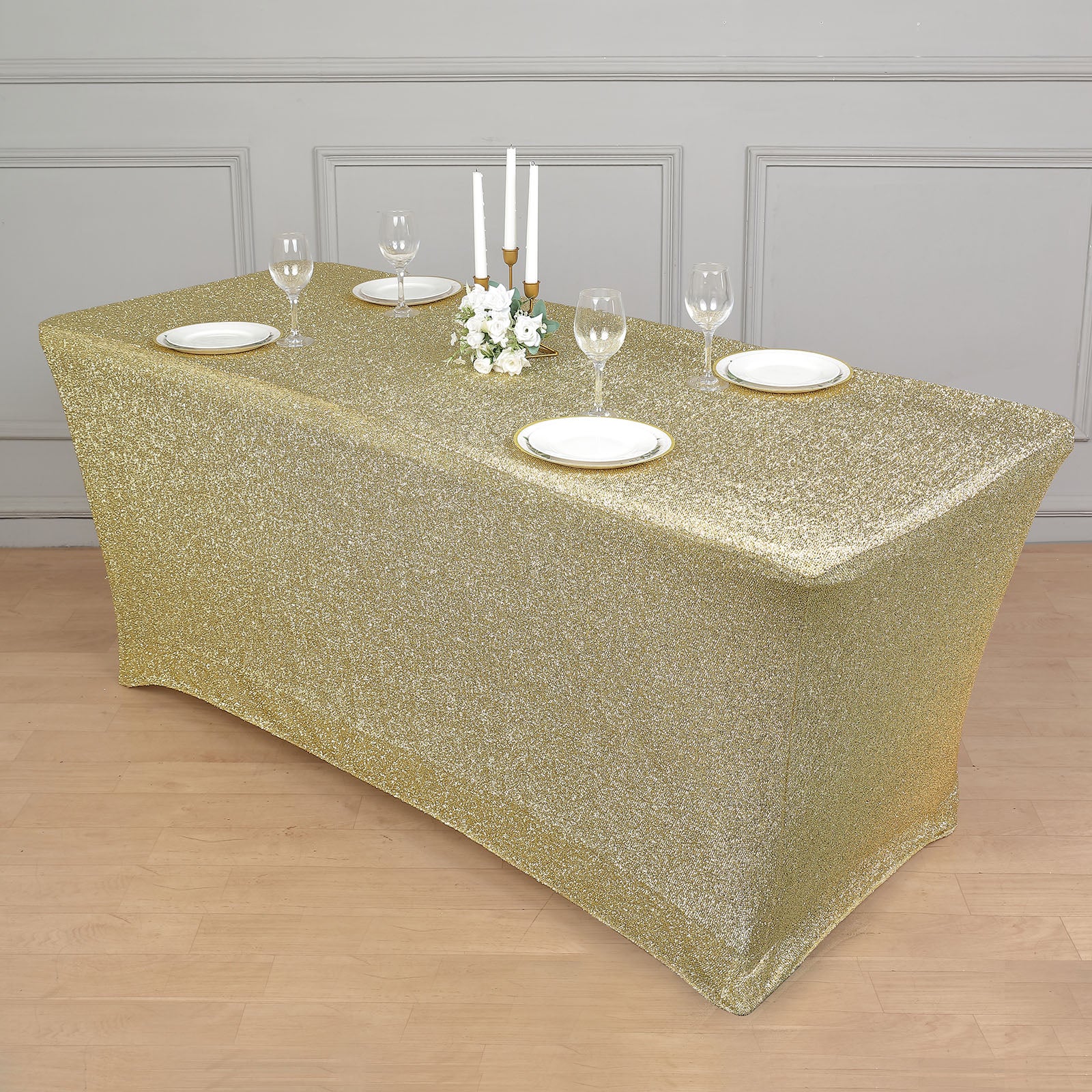 Glitter Rectangular Spandex Fitted Table Cover
