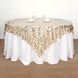 72 x 72 inches Champagne Premium Big Payette Sequin Overlay