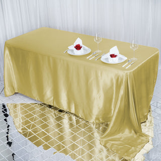 Elevate Your Event with the Champagne Satin Tablecloth