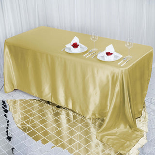 Elevate Your Event with the Champagne Satin Tablecloth Elevate Your Event with the Champagne Satin Tablecloth
