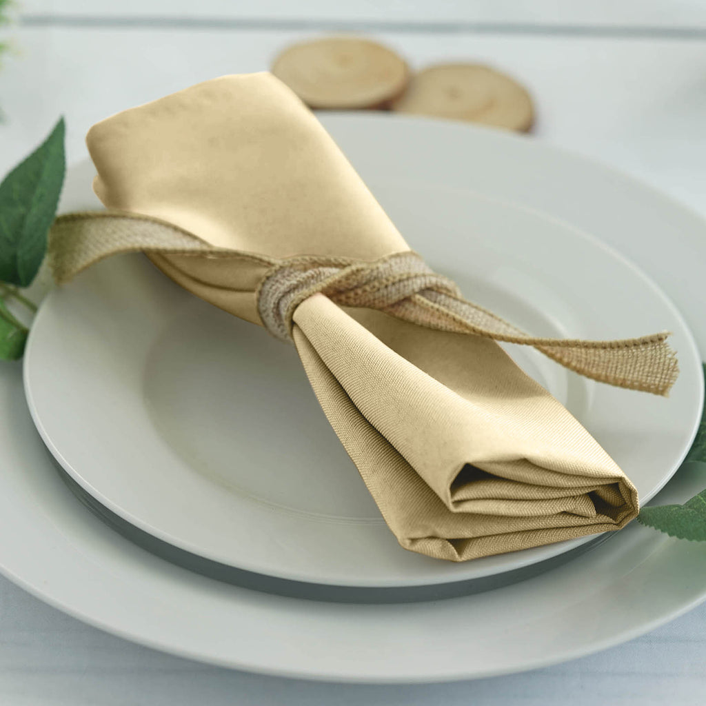 5 Pack 20x20 Champagne Polyester Linen Napkins