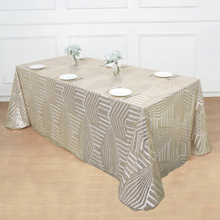 Add Glamour and Charm with the Champagne Diamond Sequin Tablecloth