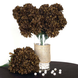 Add Elegance with Chocolate Artificial Silk Chrysanthemums
