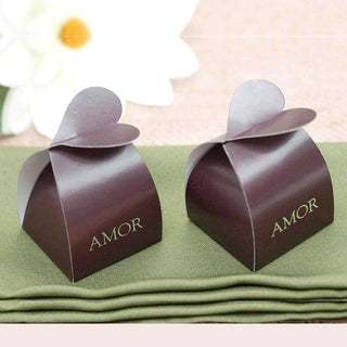 Chocolate Brown Amor Heart Twist Top Party Favor Candy Gift Boxes Chocolate Brown Amor Heart Twist Top Party Favor Candy Gift Boxes