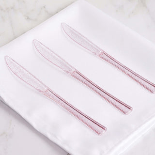 Add a Touch of Elegance with Transparent Blush Glitter Knives Add a Touch of Elegance with Transparent Blush Glitter Knives