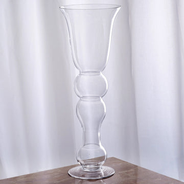 4 Pack 20'' Clear Pilsner Curved Trumpet Glass Vases