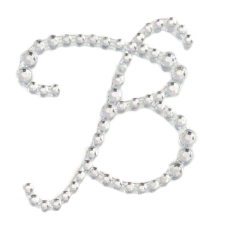 Silver rhinestone letter B design on white background