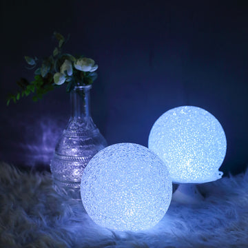 2 Pack 6" Color Changing LED Ball Light Centerpieces, Battery Operated Light Globes