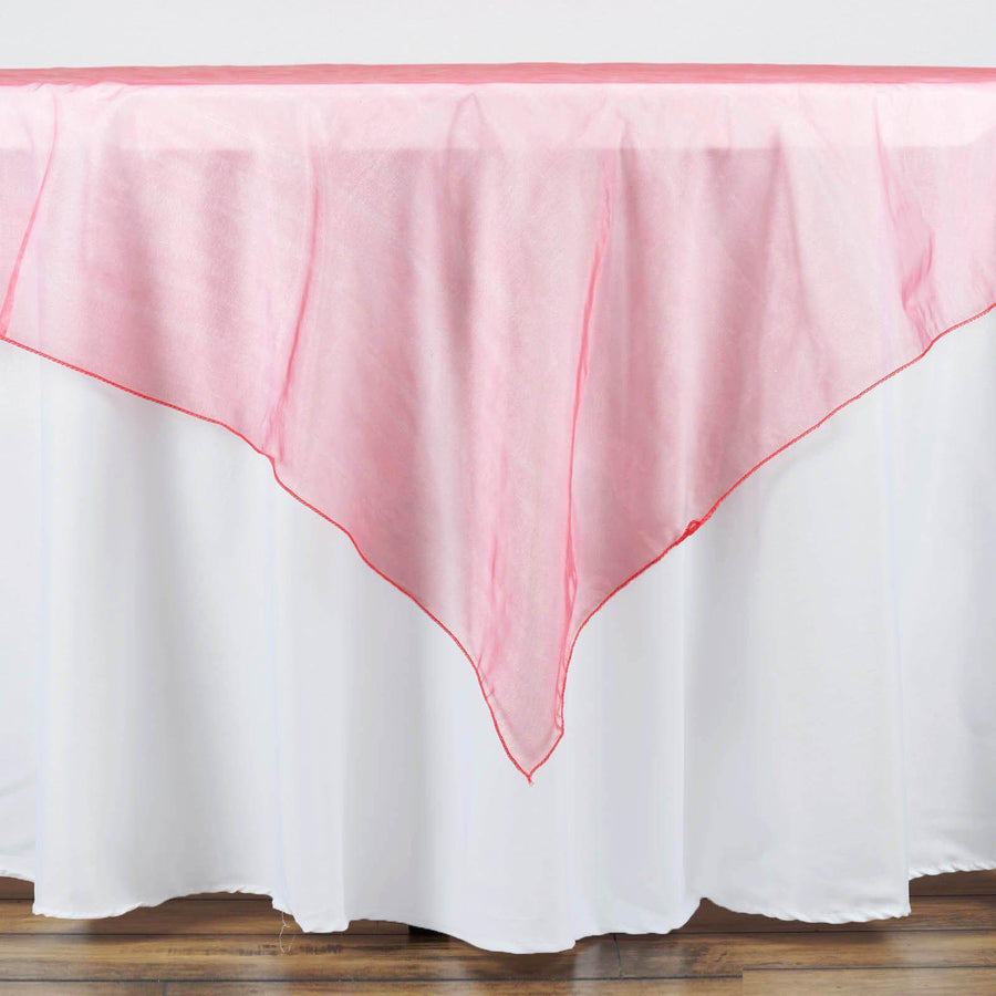 60inch | Coral Square Sheer Organza Table Overlays