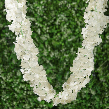 7ft Cream Artificial Silk Hydrangea Hanging Flower Garland Vine