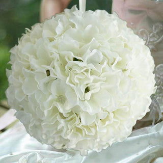 Cream Artificial Silk Hydrangea Kissing Flower Balls - Add Elegance to Your Decor