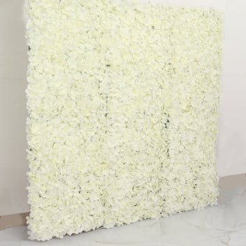 11 Sq ft. Cream UV Protected Hydrangea Flower Wall Mat Backdrop - 4 Artificial Panels