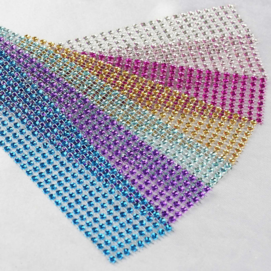 5 inch x 10 Yards Shiny Turquoise Diamond Rhinestone Ribbon Wrap Roll, DIY Craft Decor