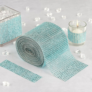 Shimmering Turquoise Diamond Rhinestone Ribbon Wrap Roll - Add Glamour to Your DIY Craft Decor