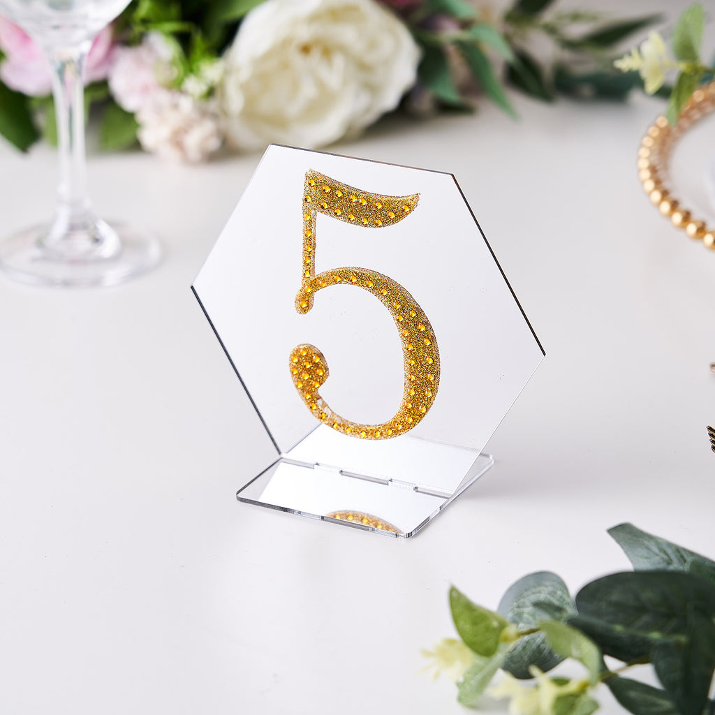 4 Gold Decorative Rhinestone Number Stickers DIY Crafts - 5 | by Tableclothsfactory