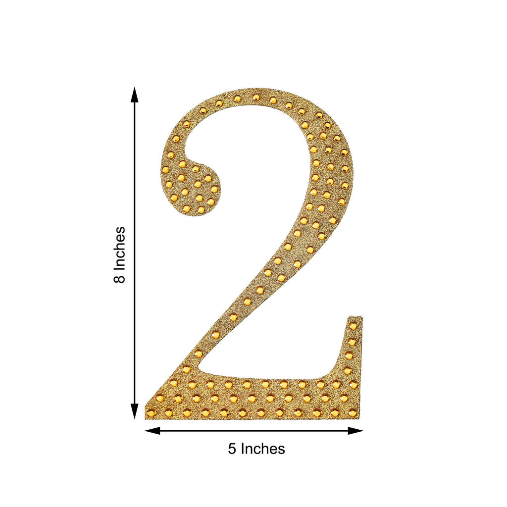8 Gold Self-Adhesive Rhinestone Number Stickers For DIY Crafts - 9