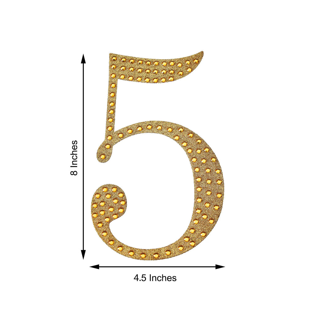 8 Gold Self-Adhesive Rhinestone Number Stickers For DIY Crafts - 6