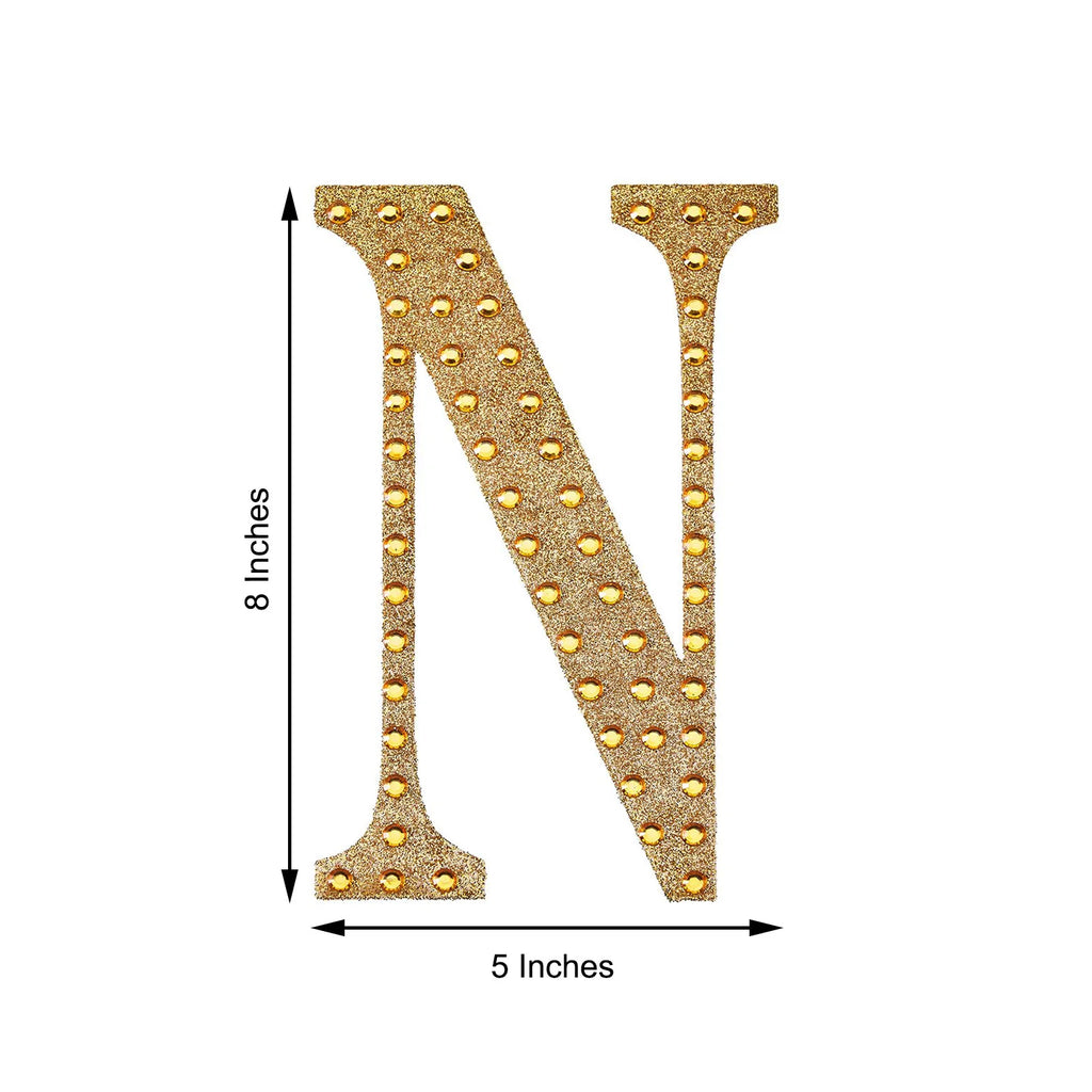 6 Gold Self-Adhesive Rhinestone Letter Stickers, Alphabet Stickers For DIY  Crafts - J