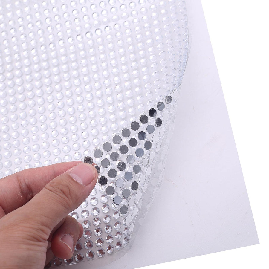 21x11inch Silver Adhesive Rhinestone Diamond Sticker Wrap Sheets, DIY Craft Gem Stickers