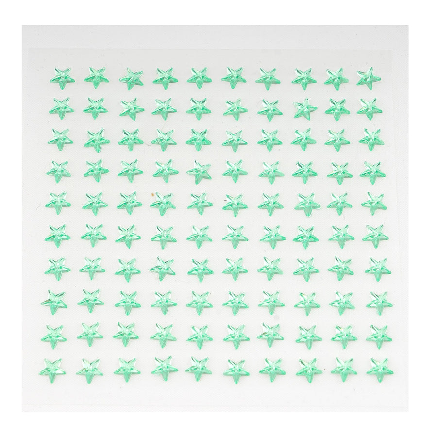 Apple Green Star Shape Stick-On Diamond Rhinestone Stickers, DIY Self Adhesive Craft Gems#whtbkgd