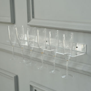 Clear Acrylic Floating Wall Mounted 21" Champagne Glass Rack