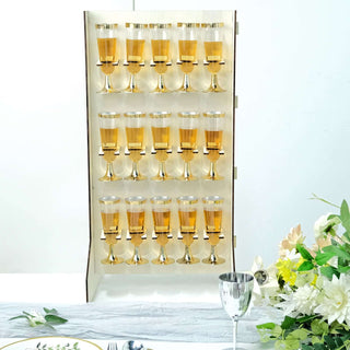 Elegant and Functional 3-Tier Wooden Champagne Glass Flute Holder Wall Stand Rack Elegant and Functional 3-Tier Wooden Champagne Glass Flute Holder Wall Stand Rack