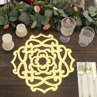 Enhance Your Dining Experience with Metallic Gold Laser Cut Placemats