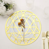 6 Pack Metallic Gold Laser Cut Geometric Triangle Cardboard Dining Table Mats, 13inch Round