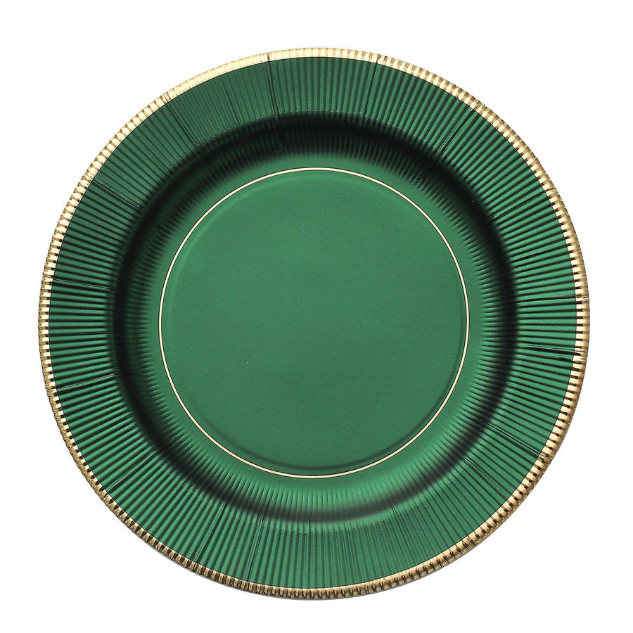 25 Pack | 13inch Hunter Emerald Green Sunray Heavy Duty Paper Charger Plates#whtbkgd