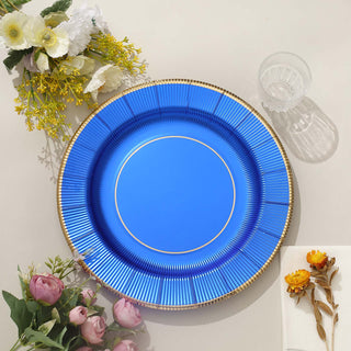 Add Elegance to Your Event with Royal Blue Sunray Heavy Duty Paper Charger Plates