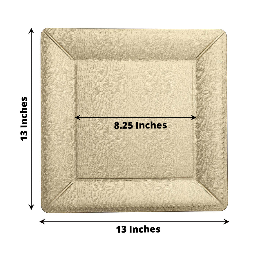 10 Pack | 13inch Champagne Textured Disposable Square Charger Plates