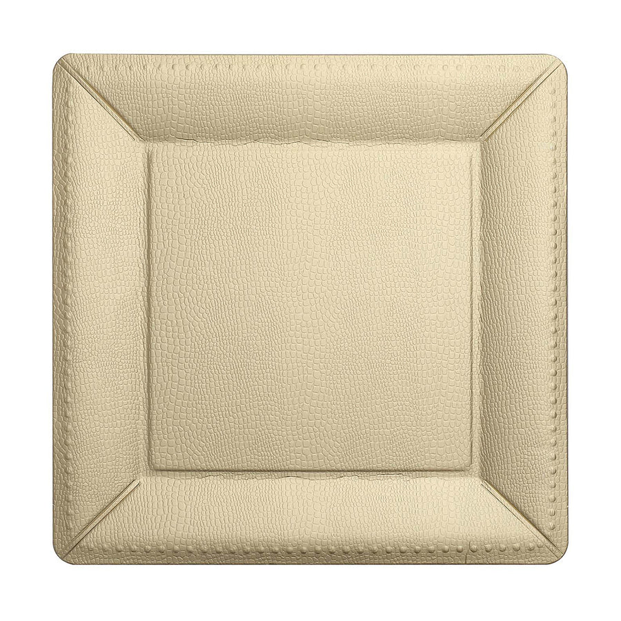10 Pack | 13inch Champagne Textured Disposable Square Charger Plates#whtbkgd