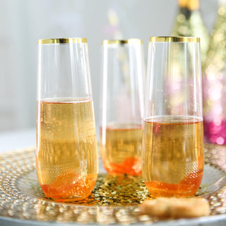 Elevate Your Celebrations with Gold Plastic Stemless Champagne Flutes