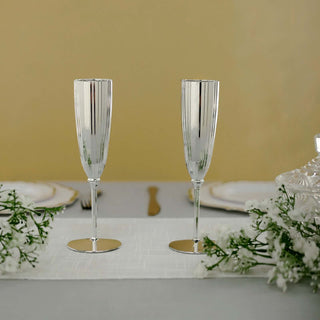 Celebrate in Style with Silver 5oz Plastic Champagne Flutes Celebrate in Style with Silver 5oz Plastic Champagne Flutes